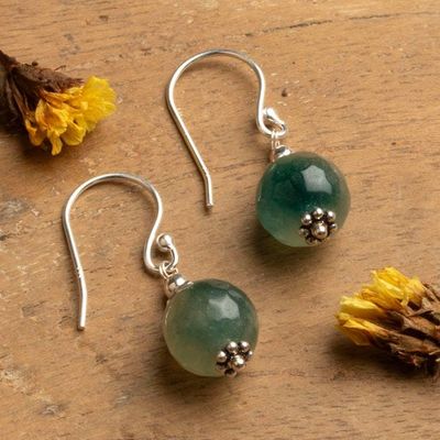 Alternate image for Polished Sterling Silver Green-Blue Agate Dangle Earrings Moonlit Lagoon