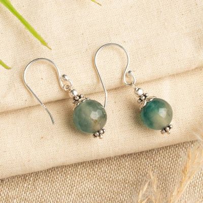 Alternate image for Polished Sterling Silver Green-Blue Agate Dangle Earrings Moonlit Lagoon