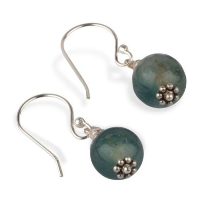 Alternate image for Polished Sterling Silver Green-Blue Agate Dangle Earrings Moonlit Lagoon