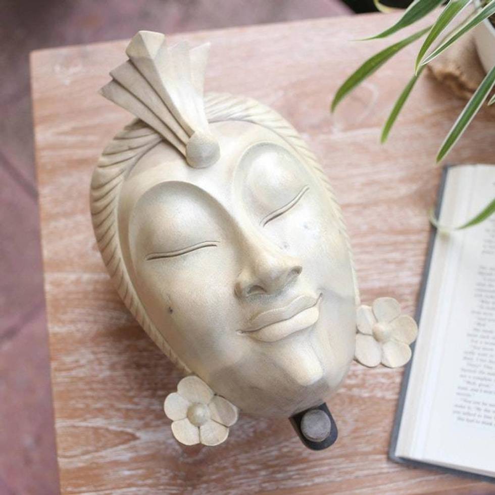 Hand Made Decorative Hibiscus Wood Box 'Frangipani Accent'