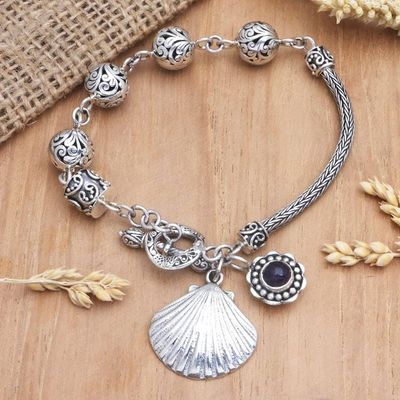Primary image for Amethyst and Sterling Silver Bracelet with Seashell Charm Perfect Timing