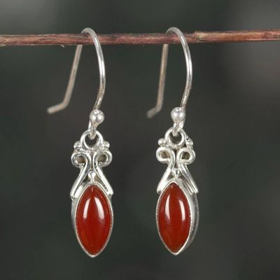 Primary image for High-Polished Natural Carnelian Cabochon Dangle Earrings Fair Flames
