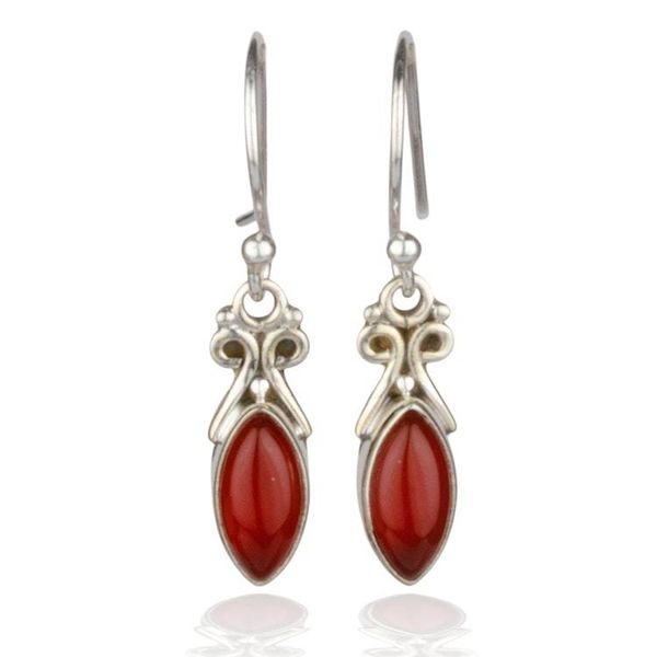 Alternate image for High-Polished Natural Carnelian Cabochon Dangle Earrings Fair Flames
