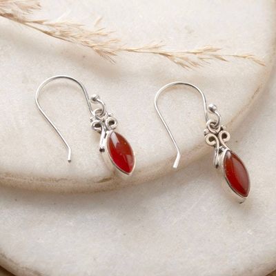 Alternate image for High-Polished Natural Carnelian Cabochon Dangle Earrings Fair Flames