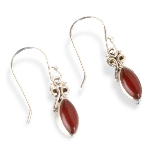 Alternate image for High-Polished Natural Carnelian Cabochon Dangle Earrings Fair Flames