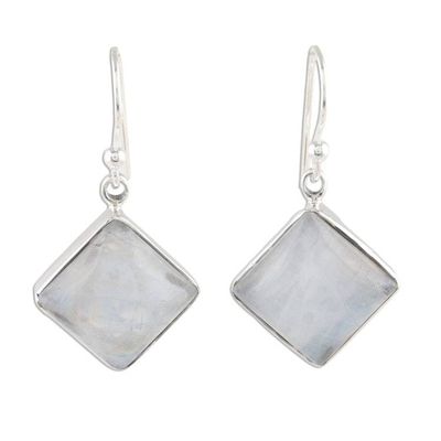 Alternate image for Square Rainbow Moonstone Dangle Earrings from India Fascinating Frames