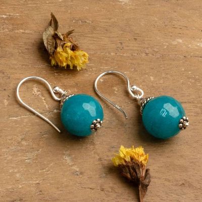 Alternate image for Classic Azure Blue Agate and Sterling Silver Dangle Earrings Azure Light