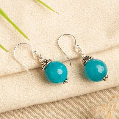 Alternate image for Classic Azure Blue Agate and Sterling Silver Dangle Earrings Azure Light