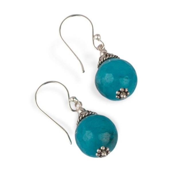 Alternate image for Classic Azure Blue Agate and Sterling Silver Dangle Earrings Azure Light