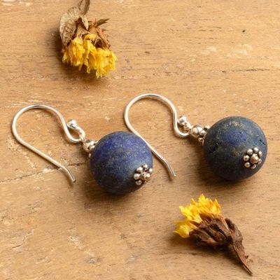 Alternate image for Traditional Sterling Silver and Blue Drusy Quartz Earrings Moonlit Majesty