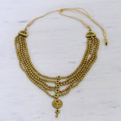 Primary image for Multi Strand Beaded Ceramic Necklace in Gold Color Ancient Treasure