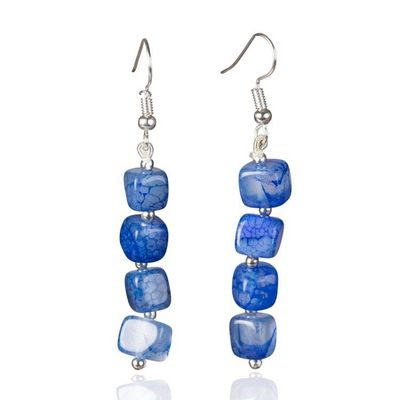 Alternate image for Geometric Dangle Earrings with Cushion-Cut Blue Quartz Gems Cobalt Radiance