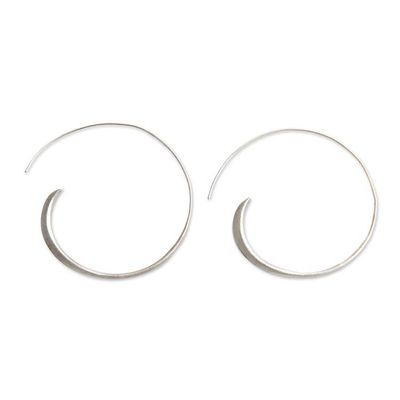 Alternate image for Fair Trade Sterling Silver Hoop Earrings Medium Spin Me