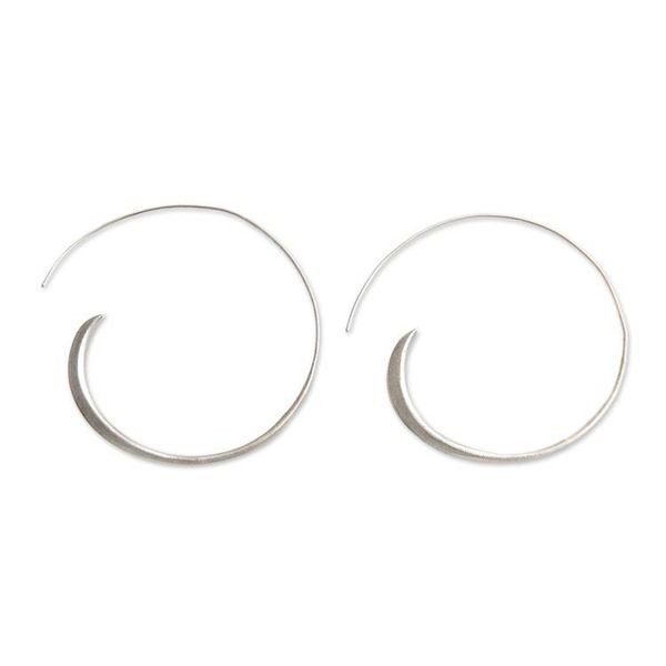 Alternate image for Fair Trade Sterling Silver Hoop Earrings Medium Spin Me