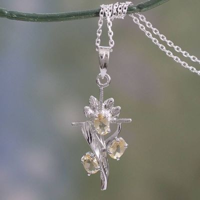 Alternate image for Rhodium Plated Citrine Cross Pendant Necklace Golden Cross