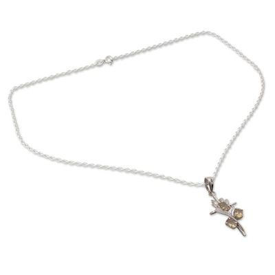 Alternate image for Rhodium Plated Citrine Cross Pendant Necklace Golden Cross