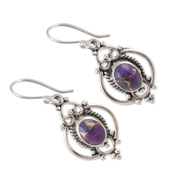 Alternate image for Sterling Silver and Purple Gemstone Earrings Regal Joy