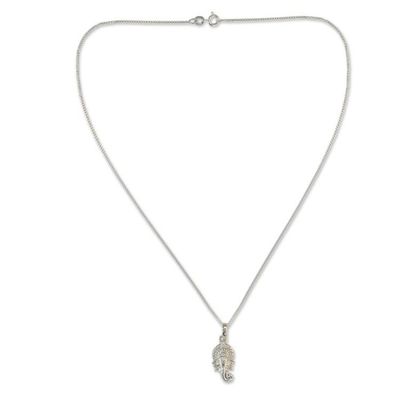 Alternate image for Hand Crafted Sterling Silver Hindu Pendant  Necklace Regal Ganesha