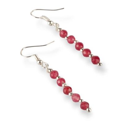 Alternate image for Beaded Dangle Earrings with 10 Faceted Pink Onyx Stones Ruby Dew Drops