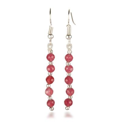 Alternate image for Beaded Dangle Earrings with 10 Faceted Pink Onyx Stones Ruby Dew Drops