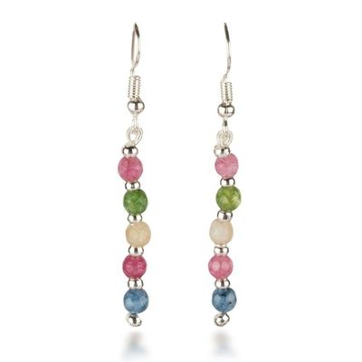 Alternate image for Beaded Dangle Earrings with Multicolored Onyx Gemstones Vibrant Dew Drops