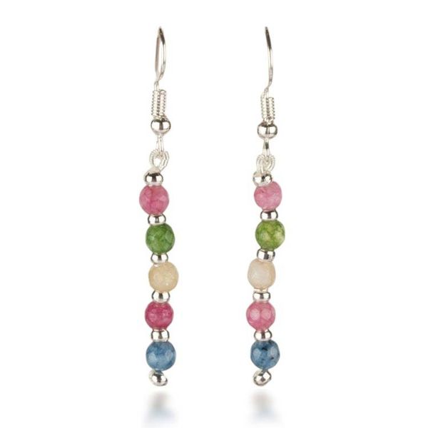 Alternate image for Beaded Dangle Earrings with Multicolored Onyx Gemstones Vibrant Dew Drops