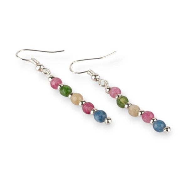 Alternate image for Beaded Dangle Earrings with Multicolored Onyx Gemstones Vibrant Dew Drops