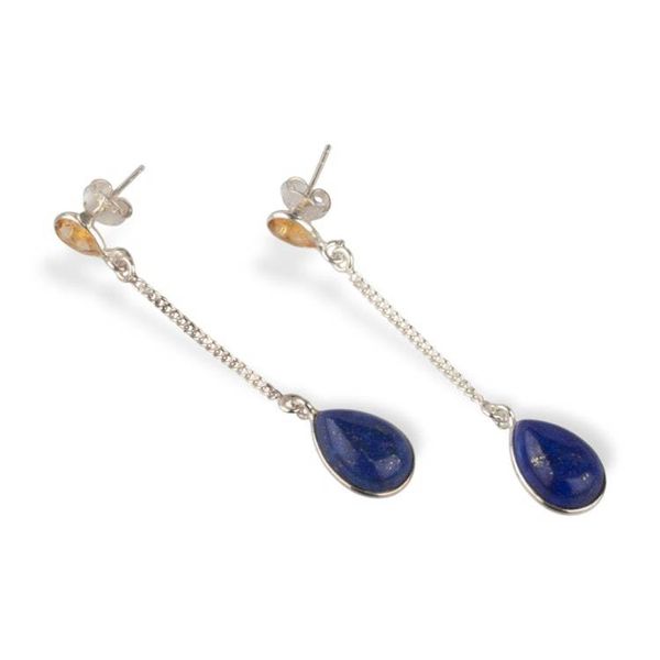 Alternate image for Modern Lapis Lazuli and Citrine Cabochon Dangle Earrings Simply Regal