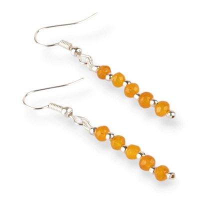 Alternate image for Beaded Dangle Earrings with 10 Yellow Onyx Gemstones Golden Dew Drops