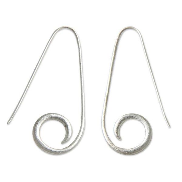 Image for Sterling Silver Earrings Curling Fern