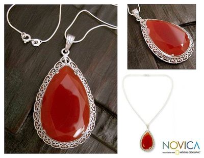 Alternate image for Agate pendant necklace Bright Hope