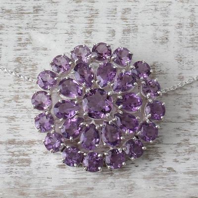 Primary image for Amethyst Sterling Silver Pendant Necklace from India Lilac Burst