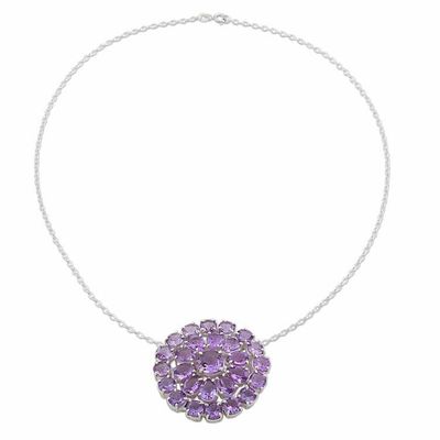 Alternate image for Amethyst Sterling Silver Pendant Necklace from India Lilac Burst