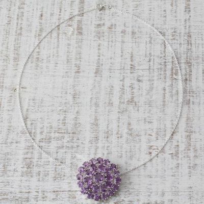 Alternate image for Amethyst Sterling Silver Pendant Necklace from India Lilac Burst