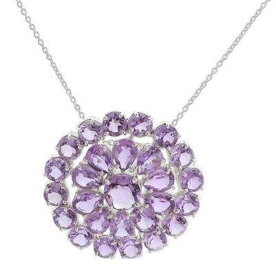 Alternate image for Amethyst Sterling Silver Pendant Necklace from India Lilac Burst