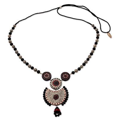 Alternate image for Unique Handpainted Terracotta Necklace from India Divine Galaxy