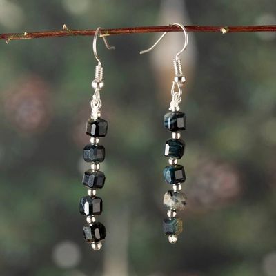 Alternate image for Beaded Earrings with Cushion-Shaped Black Tigers Eye Gems Midnight Gleam