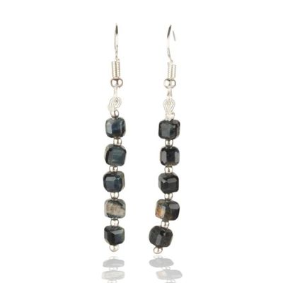 Alternate image for Beaded Earrings with Cushion-Shaped Black Tigers Eye Gems Midnight Gleam