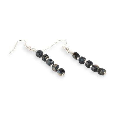 Alternate image for Beaded Earrings with Cushion-Shaped Black Tigers Eye Gems Midnight Gleam