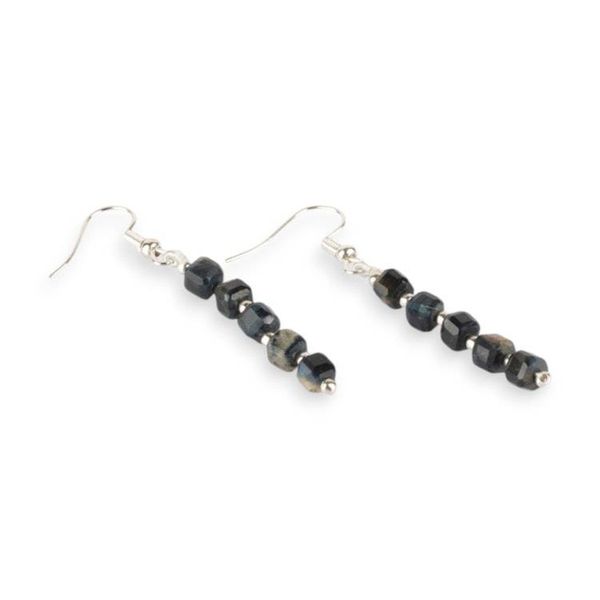 Alternate image for Beaded Earrings with Cushion-Shaped Black Tigers Eye Gems Midnight Gleam