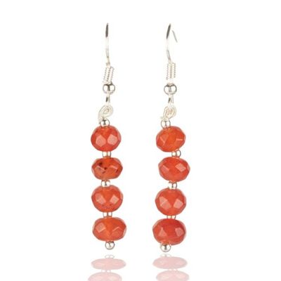Alternate image for Beaded Dangle Earrings with 8 Orange Faceted Onyx Gemstones Sunset Whisper