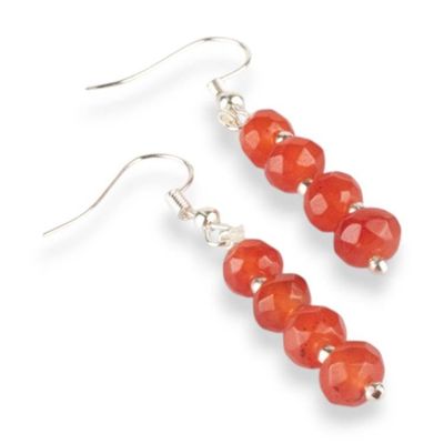 Alternate image for Beaded Dangle Earrings with 8 Orange Faceted Onyx Gemstones Sunset Whisper