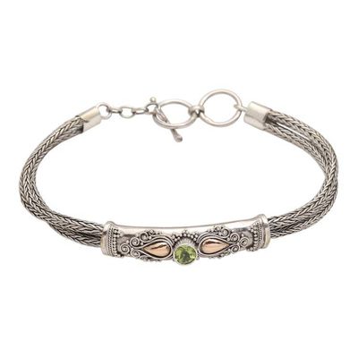 Alternate image for Sterling Silver Naga Chain Bracelet with Peridot Front to Back in Green