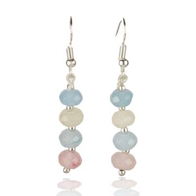 Alternate image for Beaded Dangle Earrings with Pastel-Hued Faceted Onyx Stones Pastel Whisper