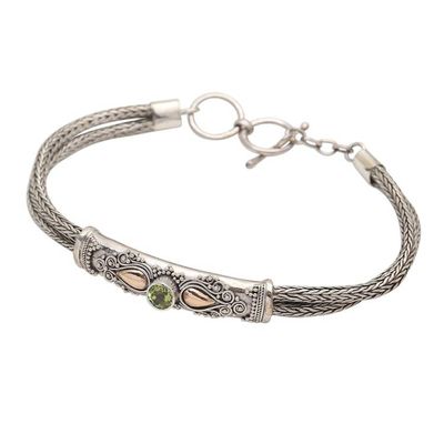Alternate image for Sterling Silver Naga Chain Bracelet with Peridot Front to Back in Green