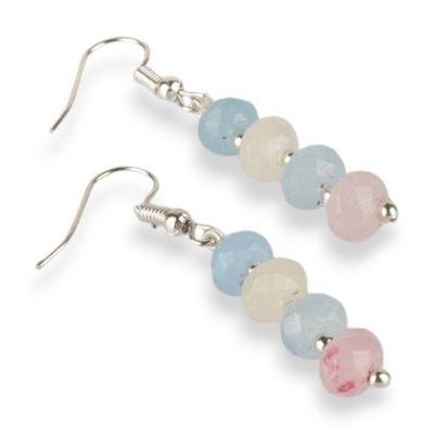 Alternate image for Beaded Dangle Earrings with Pastel-Hued Faceted Onyx Stones Pastel Whisper
