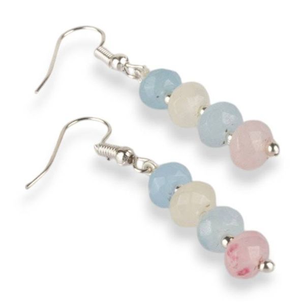 Alternate image for Beaded Dangle Earrings with Pastel-Hued Faceted Onyx Stones Pastel Whisper