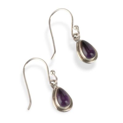 Alternate image for Drop-Shaped Sterling Silver and Amethyst Dangle Earrings Purple Drop