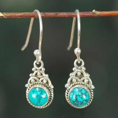 Primary image for Classic Sterling Silver and Recon Turquoise Dangle Earrings Enchanted Lagoon