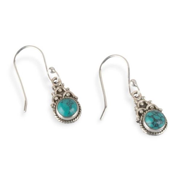 Alternate image for Classic Sterling Silver and Recon Turquoise Dangle Earrings Enchanted Lagoon